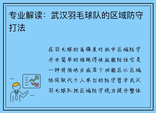 专业解读：武汉羽毛球队的区域防守打法